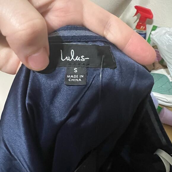 Lulu's Elegant Midnight One Shoulder Dress - Picture 6 of 8